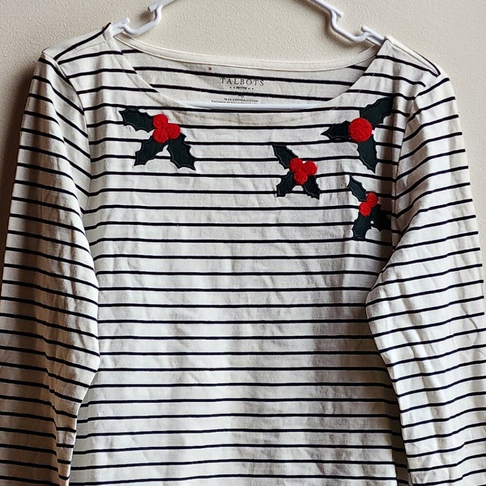 NWT Talbots Holly Striped Scoop Neck Jersey Size Petite Medium - Picture 5 of 16